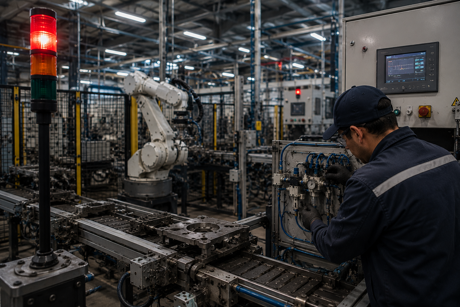 Paro no programado en línea de producción automatizada